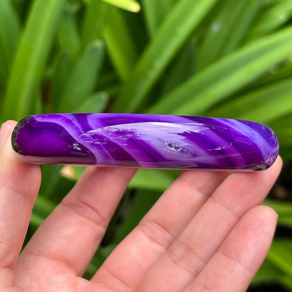 67mm Inner Diameter Druzy Purple Banded Agate Bangle 0095